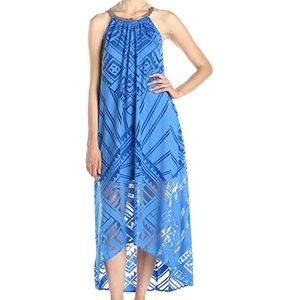 Women's Sleeveless Maxi Dress w. Illusion Choker